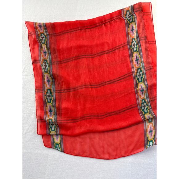 Women’s J.Crew Polyester Red Checkered Scarf OSFA - Picture 3 of 4